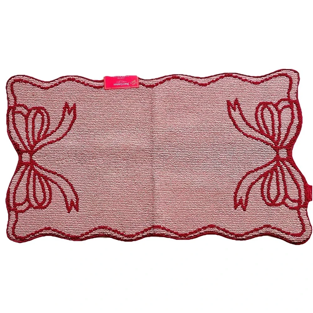 Juicy Couture Pink Bow Accent Rug Bath Mat Coquette Scalloped 26x45